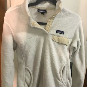 White Patagonia fleece sweater